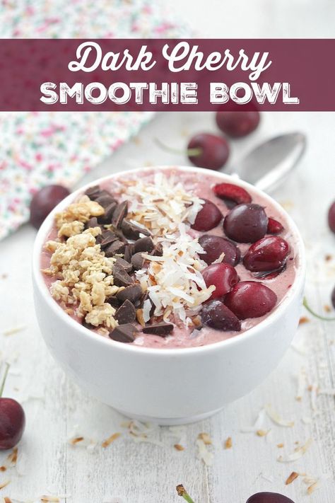 Breakfasts To Go, Protein Smoothie Bowl Recipe, Cherry Smoothie Bowl, Vanilla Smoothie Recipes, Smoothie Bowls Recipe, Cherry Smoothie Recipes, Cashew Smoothie, Ginger Smoothie Recipes, Healthy Protein Smoothies