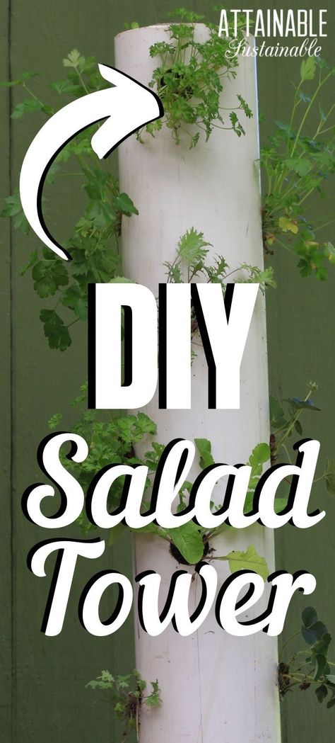 This PVC tower garden can help you get the most out of your limited space! Follow these simple plans for a thriving, vertical grow tower in urban vegetable gardens. Grow 17 plants in one square foot! Diy Tower Garden, Tower Garden Diy, Tomato Container Gardening, Hydroponic Gardening Diy, Vertical Hydroponics, Grow Tower, Plant Tower, Hydroponic Gardening System, Farming Ideas