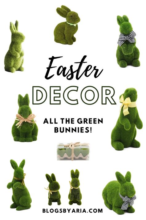 Grass Bunny Decor, Moss Rabbit Decor, Moss Bunny Decor, Green Easter Decor, Paas Decoratie, Easter Home Decor Ideas, Easter Rabbit Decorations, Animal Flower Arrangements, Easter Events