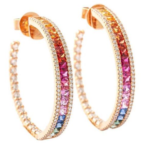 Rainbow Sapphires 3.72 carats and Diamond 2.03cts on pink gold 18K Earrings. Rolex Rainbow, Pink Stone Rings, Diamonds Earrings, Rainbow Sapphires, Jewellery Inspiration, Pink Stone, Nature Beauty, Pink Gold, Stone Rings