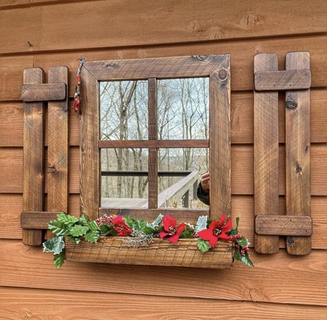 Window Farmhouse Decor, Mirror With Shutters, Window With Shutters, Window Farmhouse, Western Mirror, Shutter Mirror, Mirror Farmhouse, Rustic Shutters, Rustic Mirror