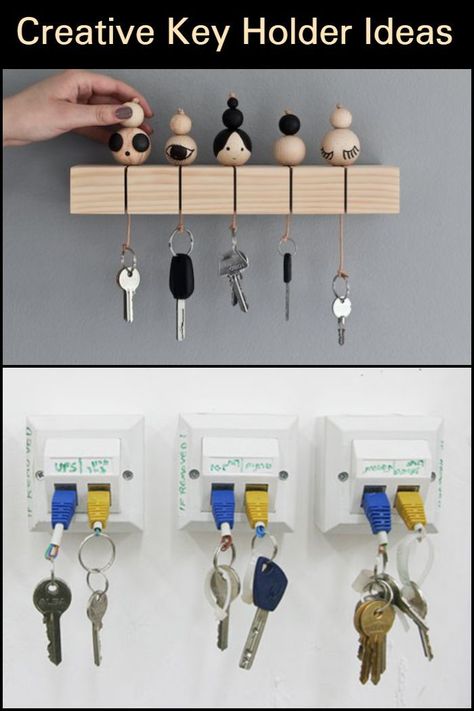 These Creative Key Holders Will Surely Make Your Life a Whole Lot Easier Diy Key Holder Ideas Creative, Key Holder Ideas Creative, Key Holder Ideas, Diy Key Holder, Unique Key Holder, Bottle Necklace Diy, Modern Key Holder, Entryway Key Holder, Key Holder Diy