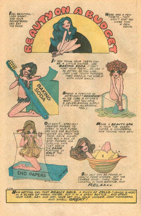 Friday Favorites - Vintage Beauty Hacks! Elizabeth's "Beauty on a Budget" Featurette — Sequential Crush 70s Illustration, Vintage Makeup Ads, Beauty On A Budget, 70s Art, Retro Beauty, Beauty Spot, Romance Comics, Japanese Manga, Friday Favorites