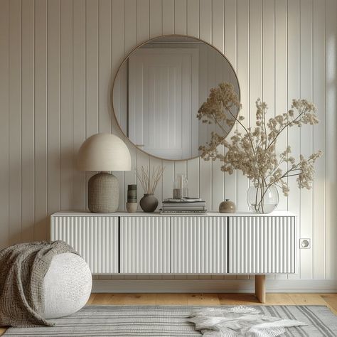 Coastal Wall Paneling Ideas, White Wood Panel Walls, Coastal Accent Wall, White Wood Wall Panels, White Shiplap Walls, Paneling Walls, Slat Paneling, Wall Cladding Interior, White Wood Stain