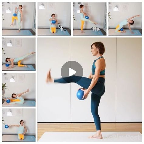 Barre With Ball, Pilates With Mini Ball, Pilates With Small Ball, Pilates Small Ball Exercises, Pilates With Ball, Yoga With Ball, Mini Ball Exercises, Pilates Ball Exercises, Sport Medicine