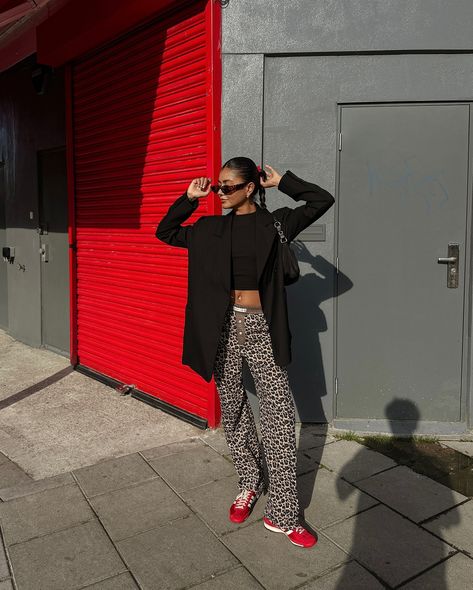 🐆 help, i have not stopped wearing these trainers 👟♥️ . . . . #dailyoutfit #ootdgals #adidassneakers #adidassl72 #leopardprinteverything #vestairecollective #trendsxmb #howtowear #streetstyle_daily | leopard print trousers, adidas originals sl72, pop of red outfit, street style london, ootd, daily outfit, fashion inspo Leopard Print Trousers Outfit Winter, Leopard Print Trainers Outfit, Red Trainers Outfit Women, Leopard Print And Red Outfits, Adidas Sl72 Outfit Women, Adidas Sl 72 Woman Outfit, Leopard Trousers Outfit, Leopard Print Trousers Outfit, Adidas Trainers Outfit