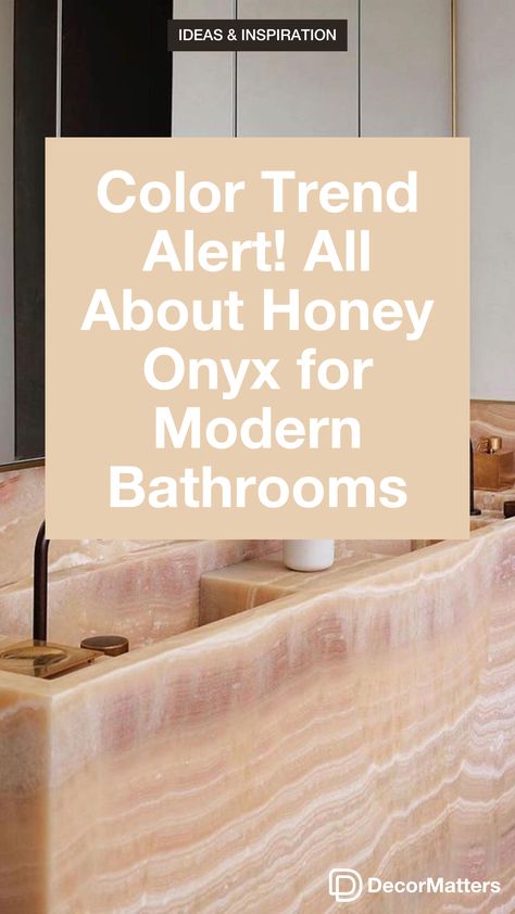 Honey Onyx is a natural stone that is characterized by its warm and inviting honey-colored hue. The unique pattern and texture of Honey Onyx gives it a luxurious and sophisticated look, making it a popular choice for modern bathroom design. (Keywords: bathroom remodel, small bathroom ideas, bathroom ideas, bathroom decor, dream room, room ideas, bathroom painting ideas, bathroom shelf, bathroom color, bathroom organization ideas, bathtub, beautiful homes) Honey Onyx Bathroom, Yellow Marble Bathroom, Onyx Shower Ideas, Honey Onyx Marble, Bathroom Painting Ideas, Onyx Bathroom Ideas, Room Ideas Bathroom, Onyx Bathroom, Onyx Shower