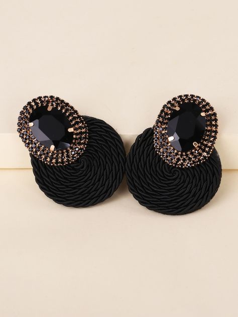 Anthropologie Earrings, Anthropologie Jewelry Earrings, Large Stud Earrings, Formal Jewelry, Black Stud Earrings, Fancy Jewellery Designs, Black Stud, Rhinestone Decor, Fancy Jewelry