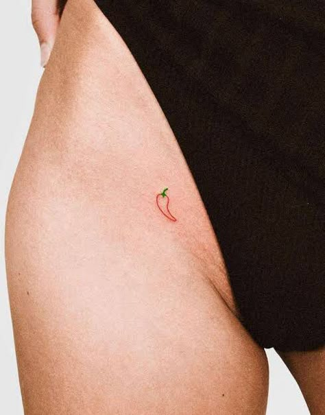 Chilli Tatoos, Yes Please Tattoo, Tiny Chilli Tattoo, Fine Line Chilli Tattoo, Tiny Tattoos For Women Hidden, Red Chilli Tattoo, Small Chili Pepper Tattoo, Chilli Pepper Tattoo, Spicy Tattoo Ideas