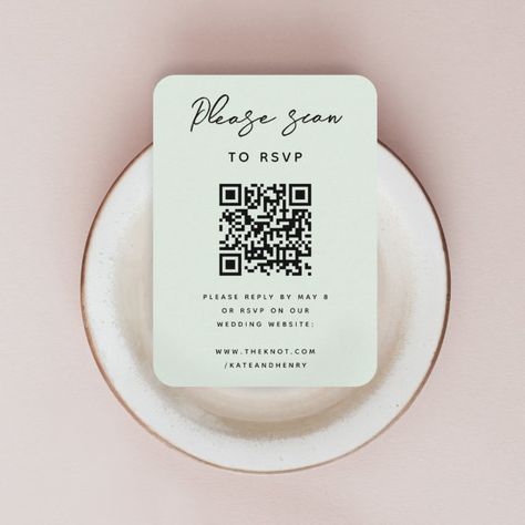 Wedding RSVP | QR Code Modern Minimal Sage Green Enclosure Card Clean White Wedding, Wedding Suggestions, Rsvp Qr Code, Rsvp Online, Script Typography, Wedding Enclosure Cards, Sage Green Wedding, Minimal Wedding, Simple Wedding Invitations