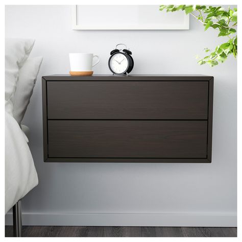 IKEA VALJE wall cabinet with 2 drawers Combining Cabinets, Queen Size Mattress Dimensions, Wall Mounted Bedside Table, Floating Bedside Table, Diy Nightstand, Прикроватные Тумбочки, Ikea Home, Floating Shelves Diy, Queen Mattress Size