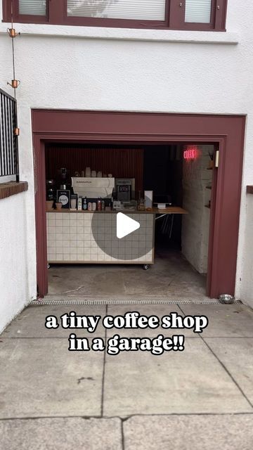 PDX Dinorama on Instagram: "The perfect date spot or family outing! Would you enjoy visiting a garage coffee shop?

1922 SW Elm Street

Thank you to @foodiesnitch for posting about this spot!" Coffee Pop Up Booth, Small Coffee Shop Interior Design, Small Coffee Shop Ideas, Simple Coffee Shop, Garage Coffee Shop, Mini Cafe, Small Coffee Shop, Street Coffee, Coffee Shop Interior Design