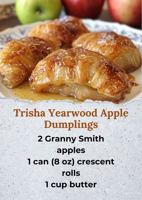 Pioneer Woman Apple Dumplings, Hot Apple Dumplings, Apple Dumplings Recipe, Trisha Yearwood Recipes, Apple Dumpling Recipe, Apple Dumpling, Apple Dumplings, Trisha Yearwood, Dumplings Recipe