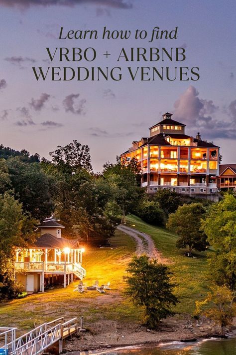 Learn how to find Airbnb and VRBO wedding venues no matter where you're getting married. Choosing an Airbnb or VRBO for your wedding venue is a great way to have an wedding venue that doesn't break the bank. Learn how to find them here.  #airbnbweddingvenues #vrboweddingvenues #affordableweddingvenues Airbnb Wedding Ideas, Air Bnb Wedding Venues, Vrbo Wedding Venues, Vrbo Wedding, Micro Wedding Venues, Wedding Venues Affordable, Ny Wedding Venues, Airbnb Wedding, Virginia Wedding Venues