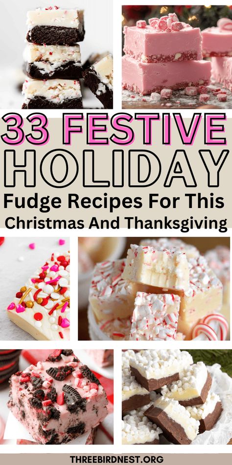 33 Decadent Holiday Fudge Recipes to Sweeten Your Season - This Little Nest Holiday Fudge Recipes - From classic peppermint bark to unique red velvet fudge, these treats combine rich flavors with festive flair. Whether you’re looking for a creamy, indulgent bite or a fun twist on a traditional favorite, these easy-to-make fudges will add a touch of sweetness to your holiday celebrations. Explore these recipes and bring joy to your dessert table this season! Best Christmas Fudge Recipes, Gourmet Fudge Flavors, Fancy Fudge Recipe, Fudge Flavors Holidays, Mom’s Fudge, Mint Fudge Recipe, Peppermint Bark Fudge, Peppermint Fudge Recipe, Red Velvet Fudge