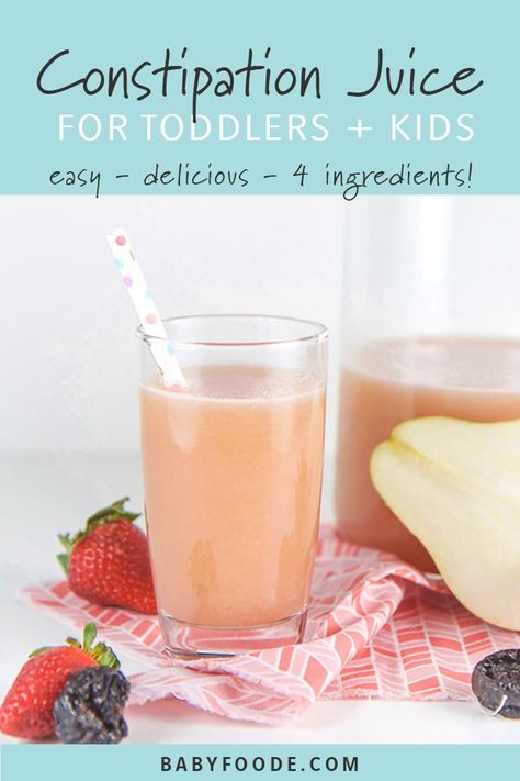 Constipation Smoothie, Kids Constipation, Natural Constipation Remedies, Toddler Smoothies, Constipated Baby, Constipation Remedies, Homemade Baby Foods, Homemade Baby Food, Fiber Foods