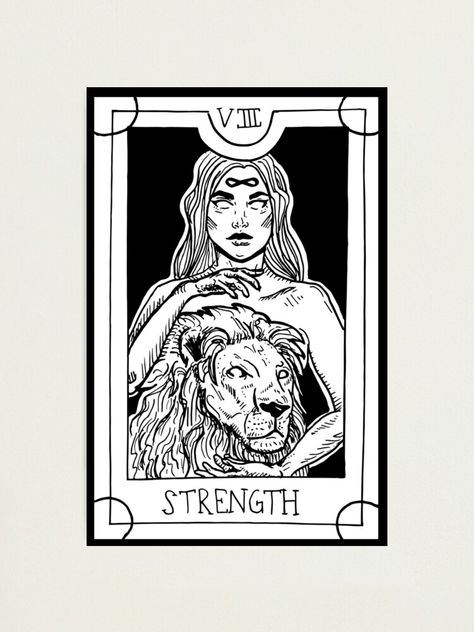 Tarot Card Poster, Strength Tarot Card, Strength Tarot, Card Poster, Sticker Vinyl, Bumper Sticker, Tarot Card, Vinyl Decal, Lion