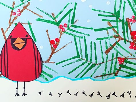 2nd grade Charley Harper inspired cardinals- a lesson I have seen around before but was prompted to try by a recent post from… | Instagram Cardinal Art Projects For Kids, Charley Harper Cardinal, Charley Harper Birds, Junior Kindergarten, Charley Harper Art, January Art, Steam Art, Winter Art Lesson, Inquiry Learning