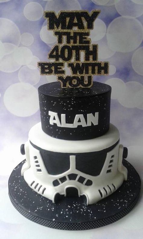 My brother remembers one of his best birthdays as a kid having a Star Wars party…basically all his friends brought their toys around. So a Star Wars cake for his 40th was a no brainer. The design i... Cake For Boys Birthday, Star Wars Torte, 40th Birthday Cakes For Men, Star Wars Cake Toppers, Star Wars Birthday Cake, 40th Cake, Birthday Decorations For Men, Star Wars Cake, Funny Birthday Cakes