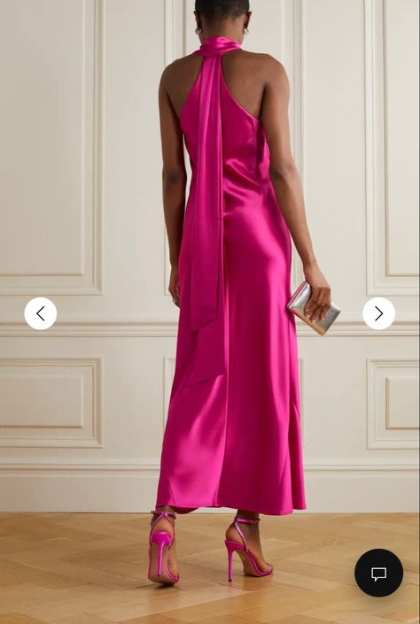 Rose Fushia, Fuschia Dress, Karlie Kloss, Satin Maxi, Satin Maxi Dress, Glam Dresses, Heidi Klum, Guest Outfit, Classy Dress