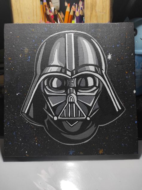 Darth Vader Painting Easy, Star Wars Acrylic Painting Easy, Star Wars Art Drawings Easy, Starwars Canvas Painting, Star Wars Painting Easy, Star Wars Painting Ideas, Darth Vader Painting, Star Wars Art Painting, Star Wars Art Drawings