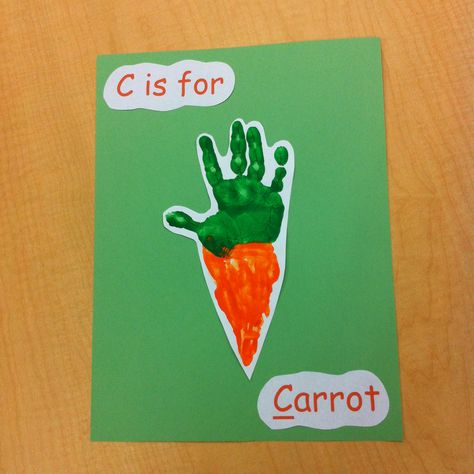 C is for carrot handprint pic Letter C Handprint Crafts For Preschool, Carrot Handprint Craft, C Is For Handprint Craft, C Is For Craft Handprint, B Is For Craft Handprint, C Handprint Craft, Letter C Art For Toddlers, Letter C Handprint Craft, Letter C Crafts For Preschool