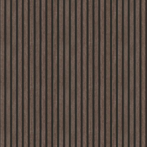 A stylish wood effect design with slats or batons of wood evenly placed on a lightly textured hessian weave effect background. Shown in the Dark Brown wood colourway. The design has been created not to have a pattern repeat so can be hung as a free match. Wooden Battens On Wall, Dark Brown Wood Texture, Wood Panel Texture, Round Gazebo, Dark Wood Background, Kawaii Doodle, Albany Wallpaper, Wooden Panelling, Timber Battens