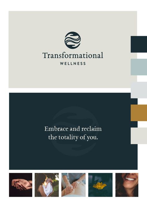 Transformational Wellness Logo Design, Tagline, Color Scheme, and Mood board | Massage Branding Health Branding Design, Wellness Logo Design Brand Identity, Physiotherapy Brand Identity, Massage Therapy Branding, Wellness Branding Design, Therapy Branding Design, Massage Therapy Logo Design, Health Brand Identity, Massage Logo Design Ideas