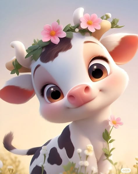 Animated Pictures, Baby Animal Drawings, Cute Mobile Wallpapers, Cow Pictures, Cartoon Cow, Cute Small Animals, Cute Animal Illustration, Animated Animals, Cute Animal Clipart