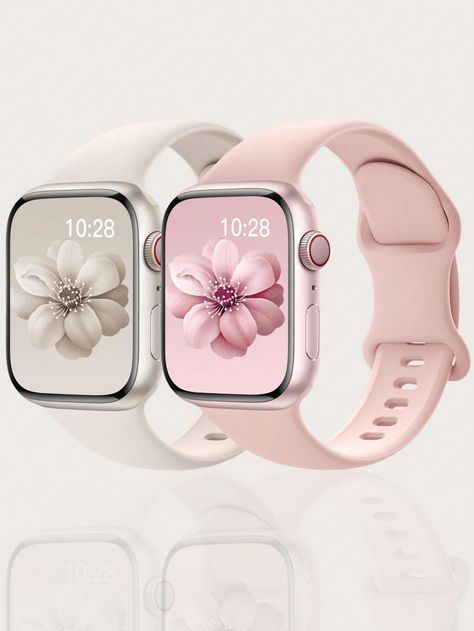 Starlight White and Pink  Collar  Silicone  Watch Accessories Embellished   Watch Accessories & Tools Apple Watches Women, Jewelry Watches For Women, Wache Design, Apple Watch Series 8 Women, Apple Watch Series 9, Sport Watches Women, Pink Apple Watch, Apple Watch Colors, Sports Watches Women