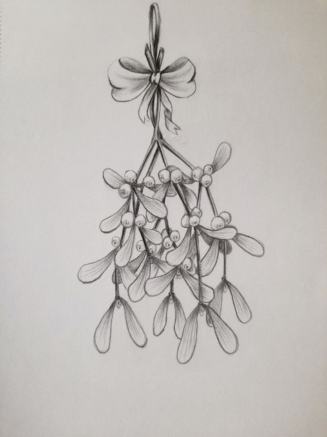 Christmas mistletoe drawing Mistletoe Tattoo Design, Mistletoe Drawing Easy, Mistletoe Painting, Christmas Mistletoe Drawing, Mistletoe Tattoo, Christmas Tatoos Ideas, Mistletoe Drawing Simple, Mistletoe Doodle, Miseltoe Drawings