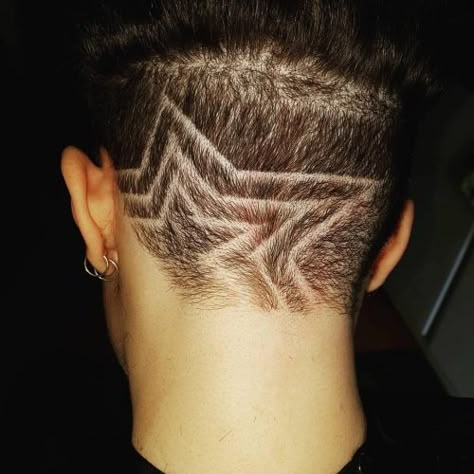 Shaved Hair Star Designs, Star Shaved Hair Design, Star Hair Design, Best Fade Haircut For Men, Mod Haircut, Star Haircut, Shaved Haircut, Hair Designs For Boys, Haircut Designs For Men