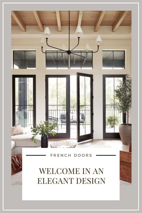 Iron French Doors, Bramble Bush, Farmhouse French Doors, Deck Doors, French Doors To Deck, Sliding French Doors Patio, French Doors Living Room, French Doors Patio Exterior, Black French Doors