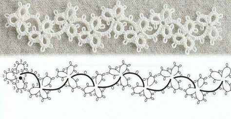 Tatted Edging, Needle Tatting Tutorial, Tatting Bracelet, Tatting Patterns Free, Tatting Necklace, Needle Tatting Patterns, Shuttle Tatting Patterns, Crochet Bookmark Pattern, Tatting Earrings