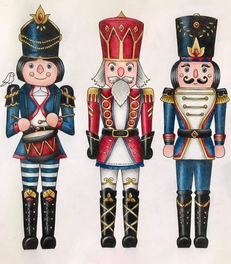 Vintage Christmas Nutcracker, Nutcracker Christmas Drawing, Paint Your Own Nutcracker, The Nutcracker Art, Nutcracker Painting Ideas, Nutcracker Drawing, Nutcracker Image, Johanna Basford Christmas, Nutcracker Christmas Decorations