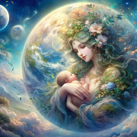 Mama Gaia, Mother Earth Art, Romantic Background, Art Night, Family Theme, Divine Mother, Holiday Painting, Wallpaper Nature Flowers, Mom Art