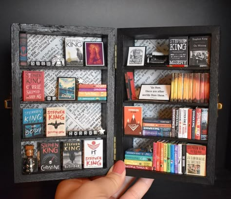 Want a theme for your mini bookshelf? I’ve got you! 😉 We can work together to create all sorts of thematic details for your shelf, like… | Instagram Mini Book Display, Mini Book Shelf Diy, Diy Miniature Bookshelf, Mini Bookshelf Ideas, Diy Mini Bookshelf, Mini Book Shelf, Mini Book Ideas, Tiny Bookshelf, Mini Bookshelf Diy