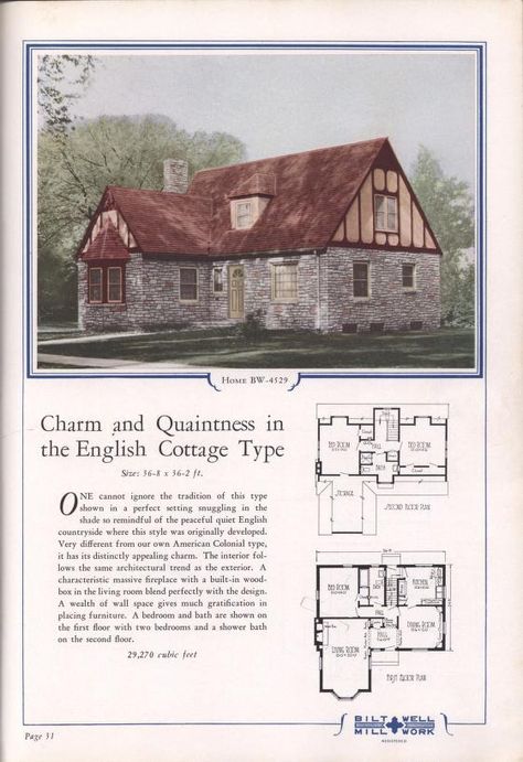 Homes of comfort, edition no. 45 Sims Blueprints, Cottage Blueprints, English Cottage House Plans, Tudor Houses, Craftsman Houses, Tudor House Plans, House Plans Ideas, Vintage Homes, Interesting Architecture