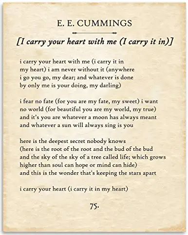 In My Heart Tattoo, My Heart Tattoo, Ee Cummings, Typography Book, E E Cummings, I Carry Your Heart, You Are My World, I Carry, Motivational Wall Art