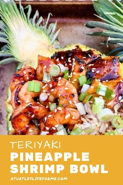 Shrimp Pineapple Bowl, Pineapple Bowl Recipe, Shrimp And Pineapple, Pineapple Bowls, Bbq Pineapple, Pineapple Boats, Shrimp Bowl, Pineapple Shrimp, Teriyaki Shrimp