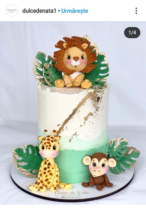 Jungle Theme Cakes, Boys 1st Birthday Cake, Fondant Cakes Birthday, Baby First Birthday Cake, Jungle Cake, Baby Boy 1st Birthday Party, Safari Cakes, Smash Cake Boy, 1st Birthday Cakes