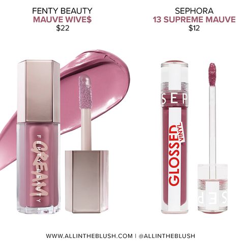 Fenty Beauty Mauve Wive$ Gloss Bomb Cream Color Drip Lip Cream Dupes - All In The Blush Mauve Wives Fenty, Fenty Mauve Wives, Vinyl Lips, 2024 Wishlist, Lip Cream, Fenty Beauty, Makeup Tools, Maybelline, Cream Color