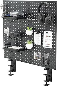 VIVO Steel Clamp-on Desk Pegboard, 30 x 24 inch Privacy Panel, Magnetic Peg Board, Office Accessory Organizer, Above or Below Desk Placement, Black, PP-DK30B-1 Peg Board Office, Desk Pegboard, Accessory Organizer, Pegboard Organization, Pegboard Accessories, Privacy Panels, White Office, Office Set, Desk Shelves