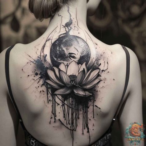 Mystical Moon and Lotus Tattoos: Unveiling the Symbolism and Beauty: 93 Designs - inktat2.com Lotus Tattoos, Orchid Tattoo, Mystical Moon, Upper Arm Tattoos, Mother Tattoos, Spiritual Symbols, Lotus Tattoo, Sacred Symbols, Cycle Of Life