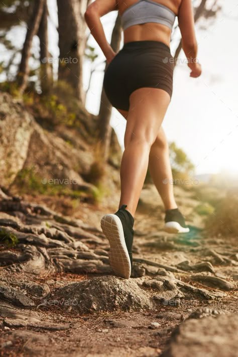 Woman running on rocky trails by jacoblund. Woman running on rocky trails on the hillside. Rear view image of female runner training outdoors.#trails, #jacoblund, #hillside, #Woman Outdoor Fitness Photography, Cross Country Running Training, Women Fitness Photography, Runner Training, Running Images, Running Pictures, Running Photography, Running Photos, Female Runner