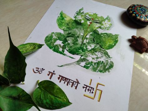 This is a most easy method to paint a ganesha figure. It's not only a painting also a crazy DIY. I have done it using some Leaves and colour. To know about the full process of making this, check my YouTube channel, named - creator Maata. The link is already in bio. Leaf Impression Painting, Painting Of Ganesha, Name Creator, Ganesh Art Paintings, Leaf Painting, Ganesh Art, Ganesha Painting, Painted Leaves, Leaf Art