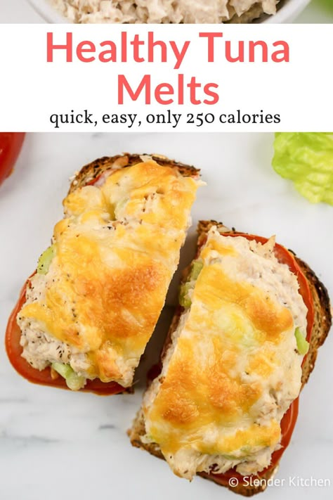 Healthy Tuna Melt, Avocado Tostadas, Tuna Salad Recipe Healthy, Tuna Melt Recipe, Sliced Tomatoes, Slender Kitchen, Healthy Tuna, Melt Recipe, Tuna Melt