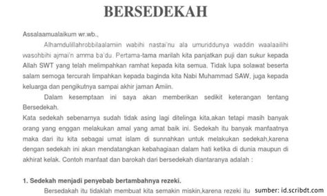 Harus memberikan pidato atau ceramah singkat tentang sedekah, tapi bingung apa yang harus dibacakan? Simak saja beragam contohnya di sini! Ceramah atau khotbah adalah salah satu cara untuk menyampaikan pesan yang umumnya bertemakan agama. Ada banyak tema yang bisa kamu angkat ketika membacakan ceramah, salah satunya adalah mengenai sedekah. Yuk, simak beragam contoh ceramah singkat […] Posting Kumpulan Ceramah Singkat tentang Sedekah untuk Kultum. Menarik dan Bermakna! ditampilkan lebih aw Doa Sesudah Wudhu, Struktur Teks, Instagram