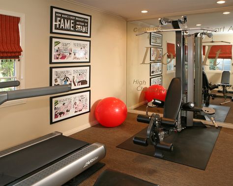 Home Gym Design, Pictures, Remodel, Decor and Ideas - page 9 Big Home Gym, Gym Ideas Design, Gym Office Combo, Apartment Home Gym, Gym Decorating Ideas, Home Gym Ideas Garage, Bedroom Home Gym, Exercise Room Ideas, Home Exercise Room