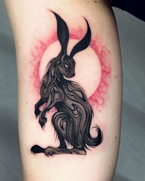 Tylar Nol | Black Rabbit of Inle from Watership Down for Scarlett’s first tattoo! Thank you so much for the trust with this piece, it was a joy to… | Instagram Hare Tattoo Blackwork, Rabbit Drawing Tattoo, Rabbit Sleeve Tattoo, Black Rabbit Of Inle Tattoo, Water Ship Down Rabbit Tattoo, Traditional Japanese Rabbit Tattoo, Cool First Tattoo Ideas, Frank The Rabbit Tattoo, Fox Rabbit Tattoo